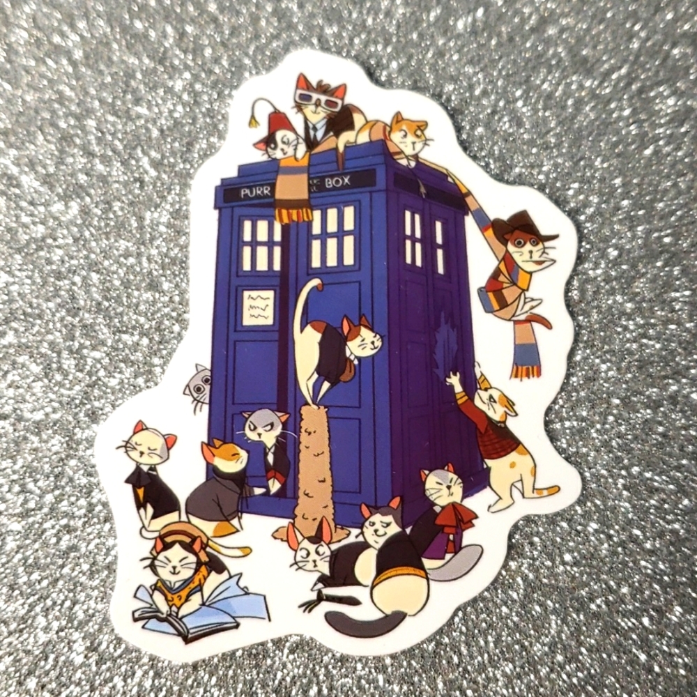 10/$10 DR. WHO Tardis waterproof sticker TV Show Cat